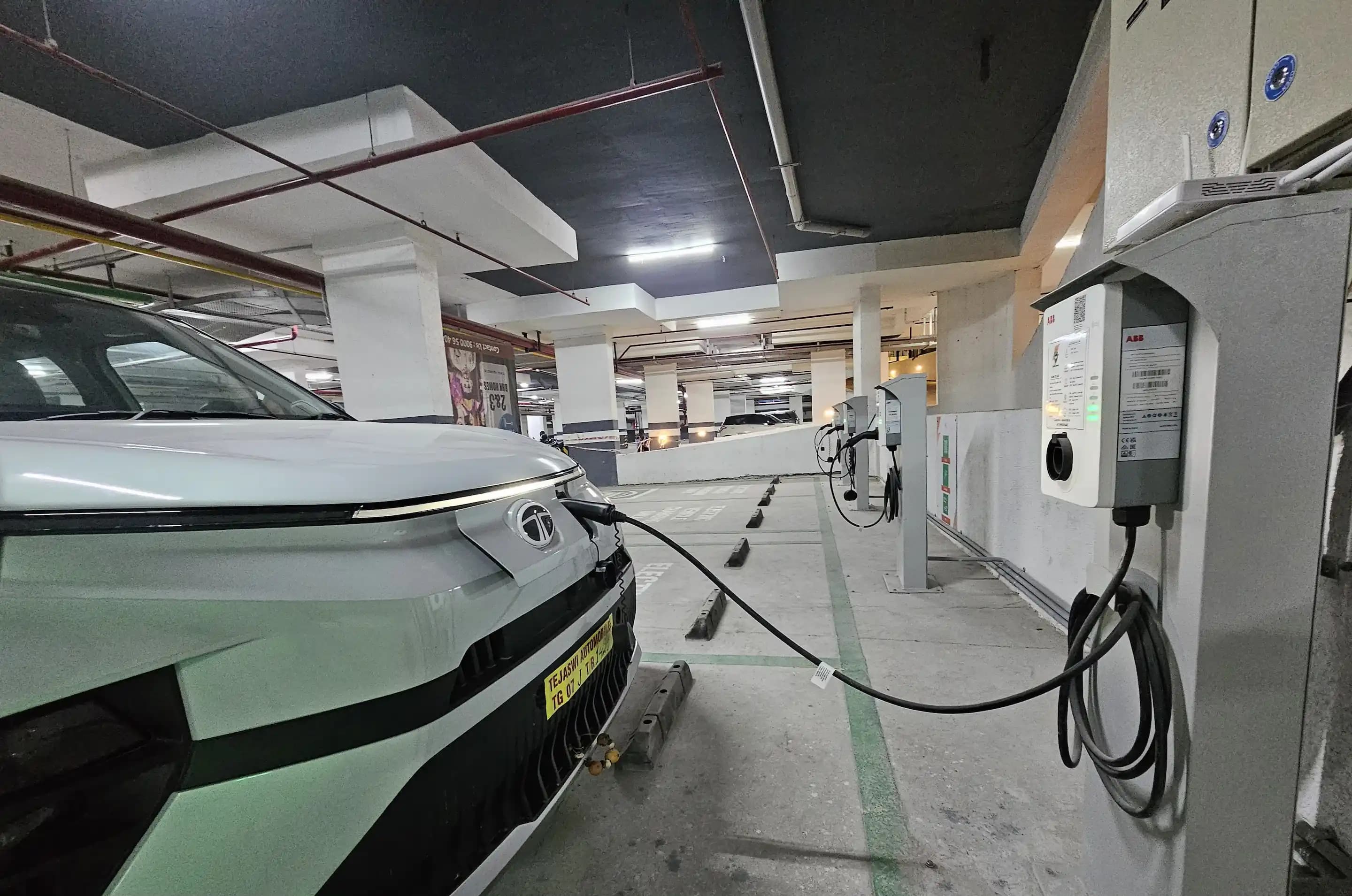 Electric vehicle charging at a LionCharge residential EV charging station