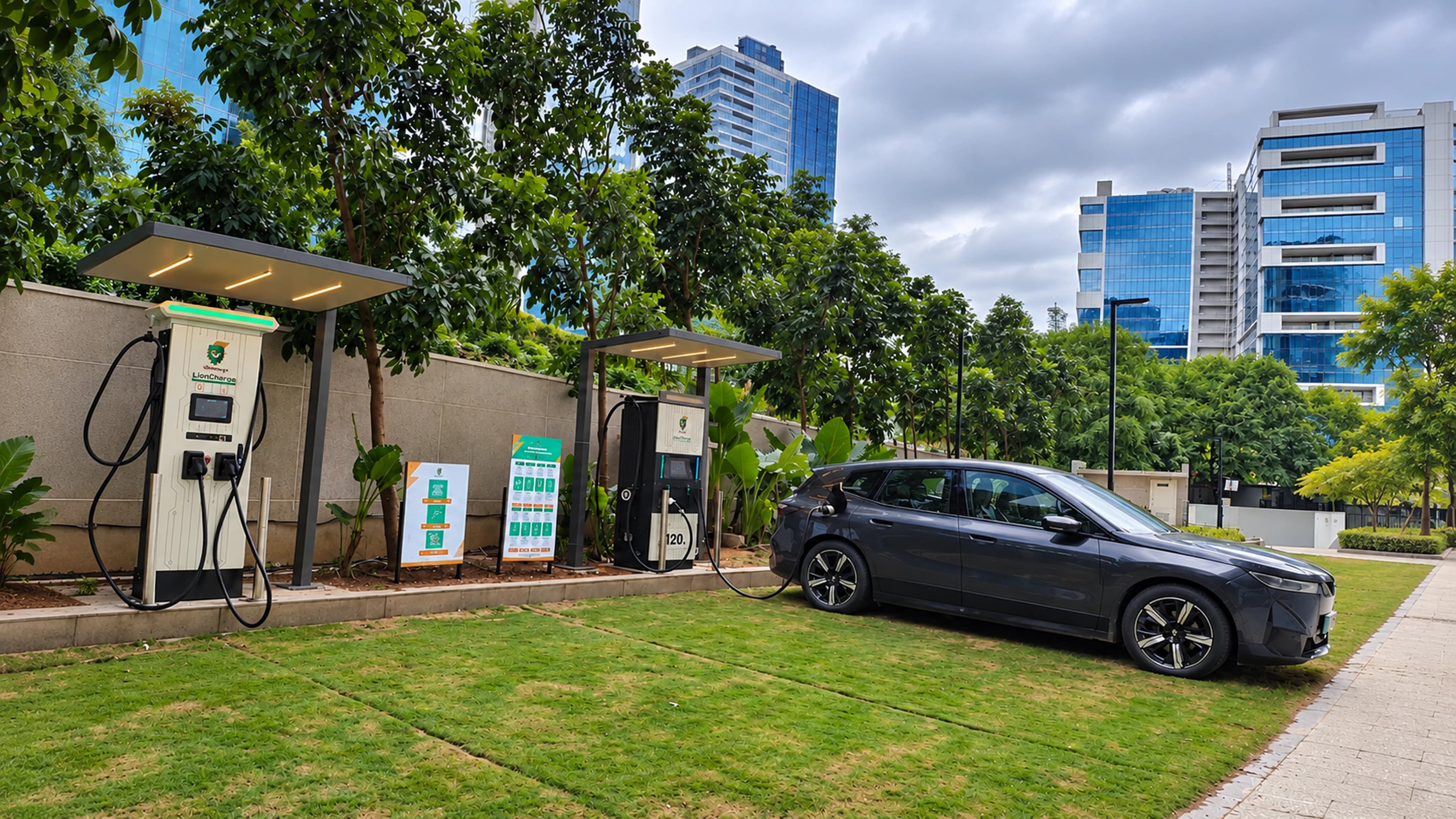 LionCharge EV charging station in a residential complex